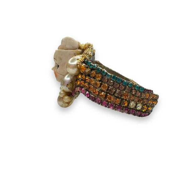 Wendy Gell Wristie Creepy Haunted Doll Face Crystal Cuff Bracelet - Picture 3 of 13